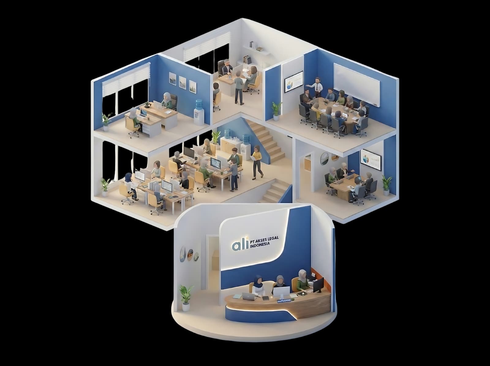 Ilustrasi Karir Akses Legal Indonesia 3D Isometric